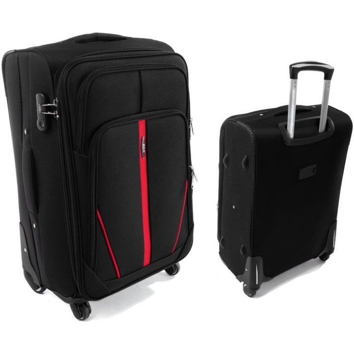 Troler mare S-020, RGL, impermeabil, extensibil, 77x48x36cm, 94L, negru