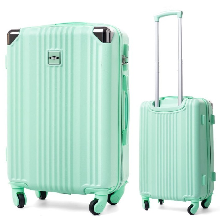 Troler RGL 735, 4 roti, 2 compartimente, menta, 53x34x22cm