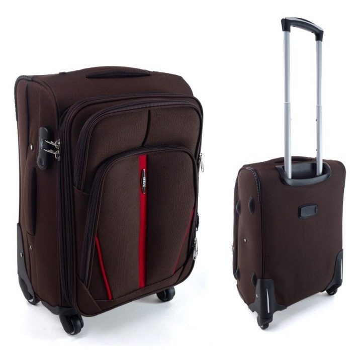 Troler RGL S-020, extensibil, impermeabil, 4 roti, maro, L