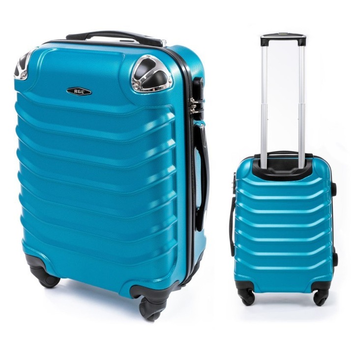 RGL gurulós bőrönd, 730-as modell, kabin méretű, 4 kerék, ABS++, 55x37x23cm, fémes kék