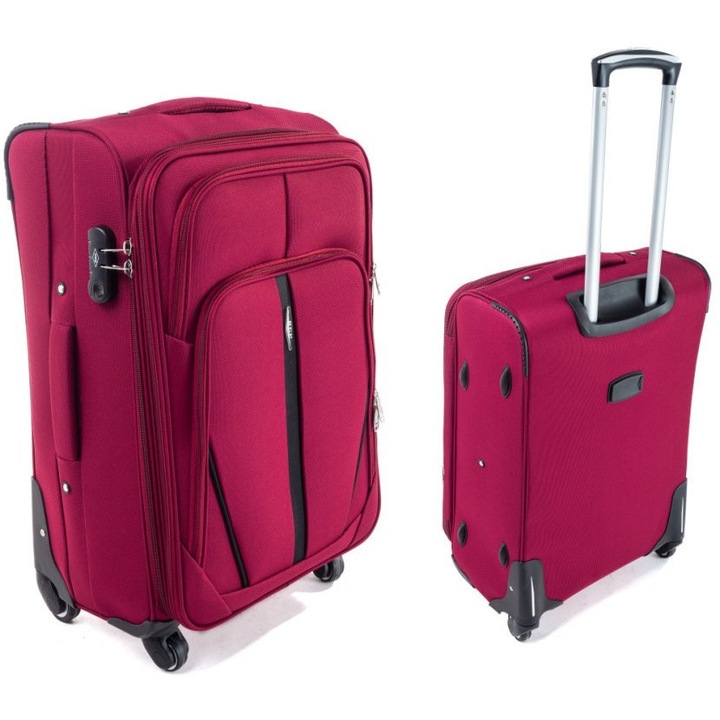 Troler mediu S-020, RGL, impermeabil, extensibil, 4 roti, rosu, 65x40x25cm