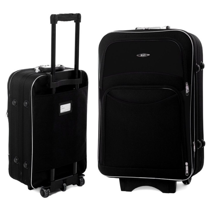 Troler mediu, RGL, 68x44x25+5cm, 62L, cu 5 roti si zavor cu cod, negru