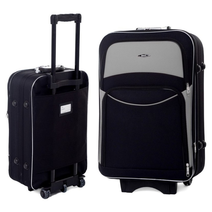 Troler mediu RGL 773, negru-grafit, 68x44x25+5cm, 62L, cu 5 roti si zavor cu cod