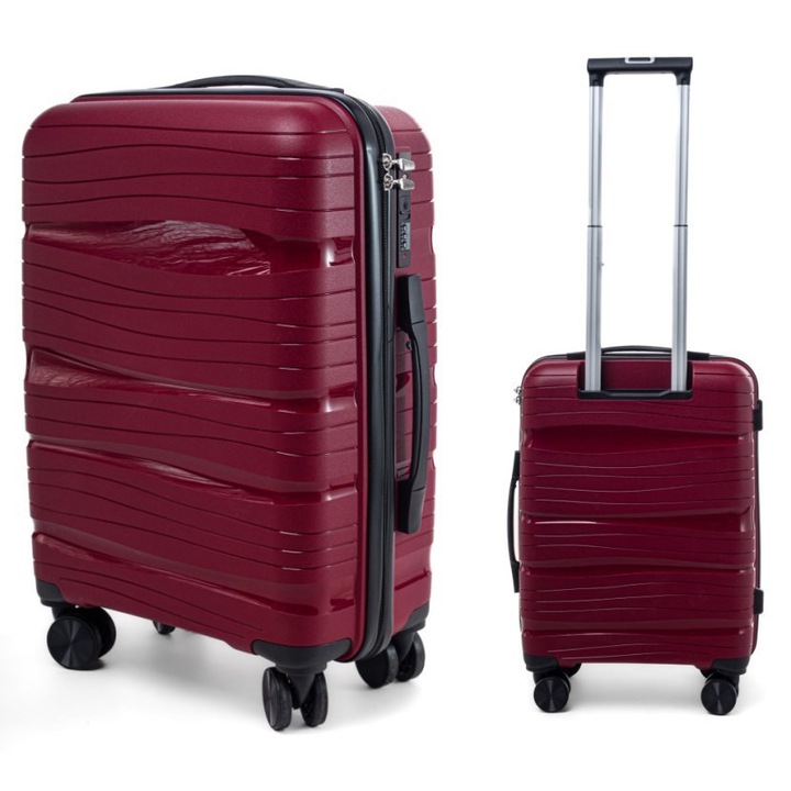 Troler RGL PP3, polipropilen, 56x40x21cm, 36L, rosu, cu 8 roti si zavor TSA