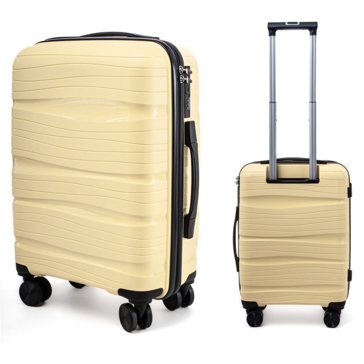 Troler RGL PP3, polipropilen, 56x40x21cm, 36L, 2.8kg, cu 8 roti, zavor TSA, bej