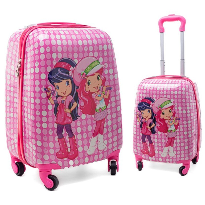 Детски куфар, RGL, дизайн с 4 колела, 32x47x20 см, розов