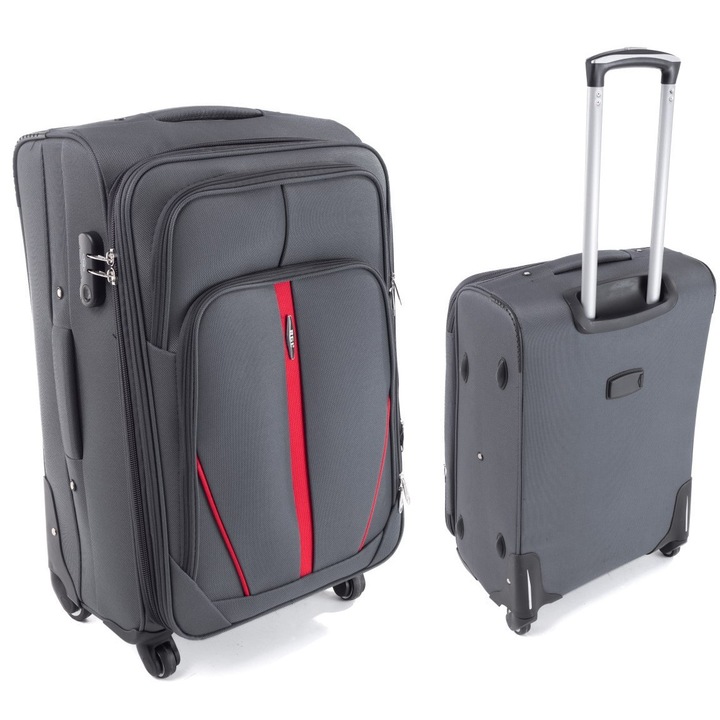 Куфар RGL S-020, среден, водоустойчив, разширяем, сив, 4 колела