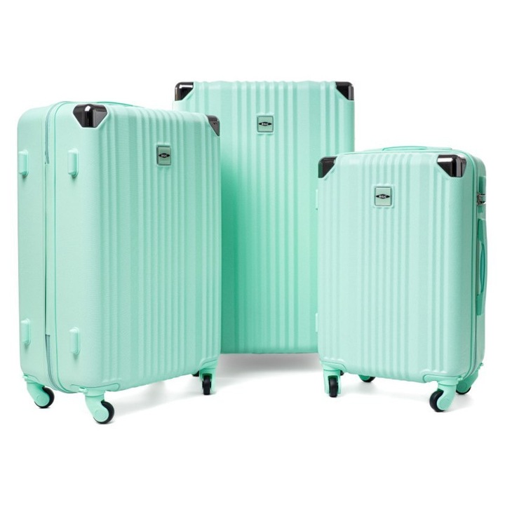 Set valize de calatorie RGL 3 in 1, ABS, 4 roti, multicolor, dimensiuni: 75x43x25cm, 63x40x25cm, 53x34x22cm