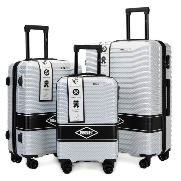 Set trolere RGL, 3 piese, policarbonat, alb, XXL 75x50x29cm, XL 65x43x25cm, L 55x35x22cm