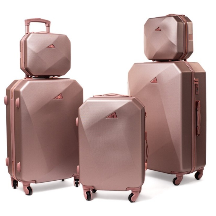 Set trolere RGL 3 in 1 (XXL, XL, L) + 2 genti, rosu roz, ABS