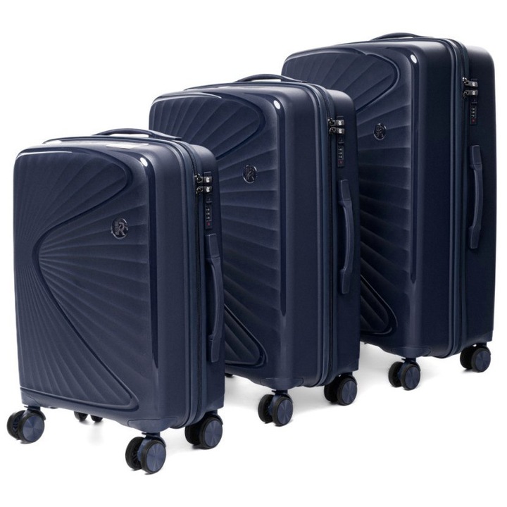 Set de trolere RGL, polipropilena PP6, 3 dimensiuni, rezistent la impact, albastru