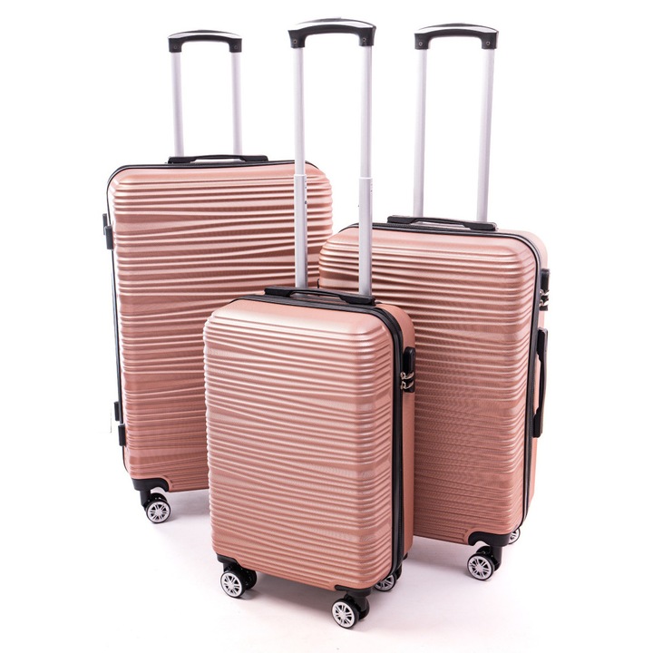 Set trolere 3in1 RGL, ABS++, 4 roti, negru, dimensiuni: 75x50x27cm, 67x43x24cm, 57x35x21cm