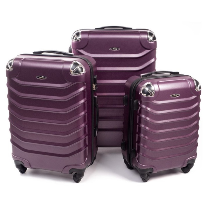 Set trolere RGL 3 in 1, ABS, 4 roti, multicolor, dimensiuni: 75x43x25cm, 63x40x25cm, 53x34x22cm