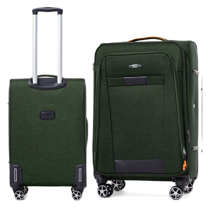 Troler RGL S-030 XL, Cordura, 66x42x27+5cm, verde, cu roti cauciucate