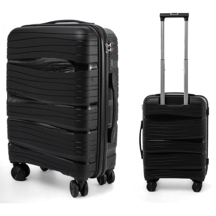 Troler RGL PP3, polipropilen, 56x40x21cm, 36L, negru, cu 8 roti si incuietoare TSA