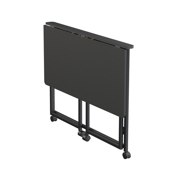 Összecsukható íróasztal kerekekkel, fekete, 75cm 50kg