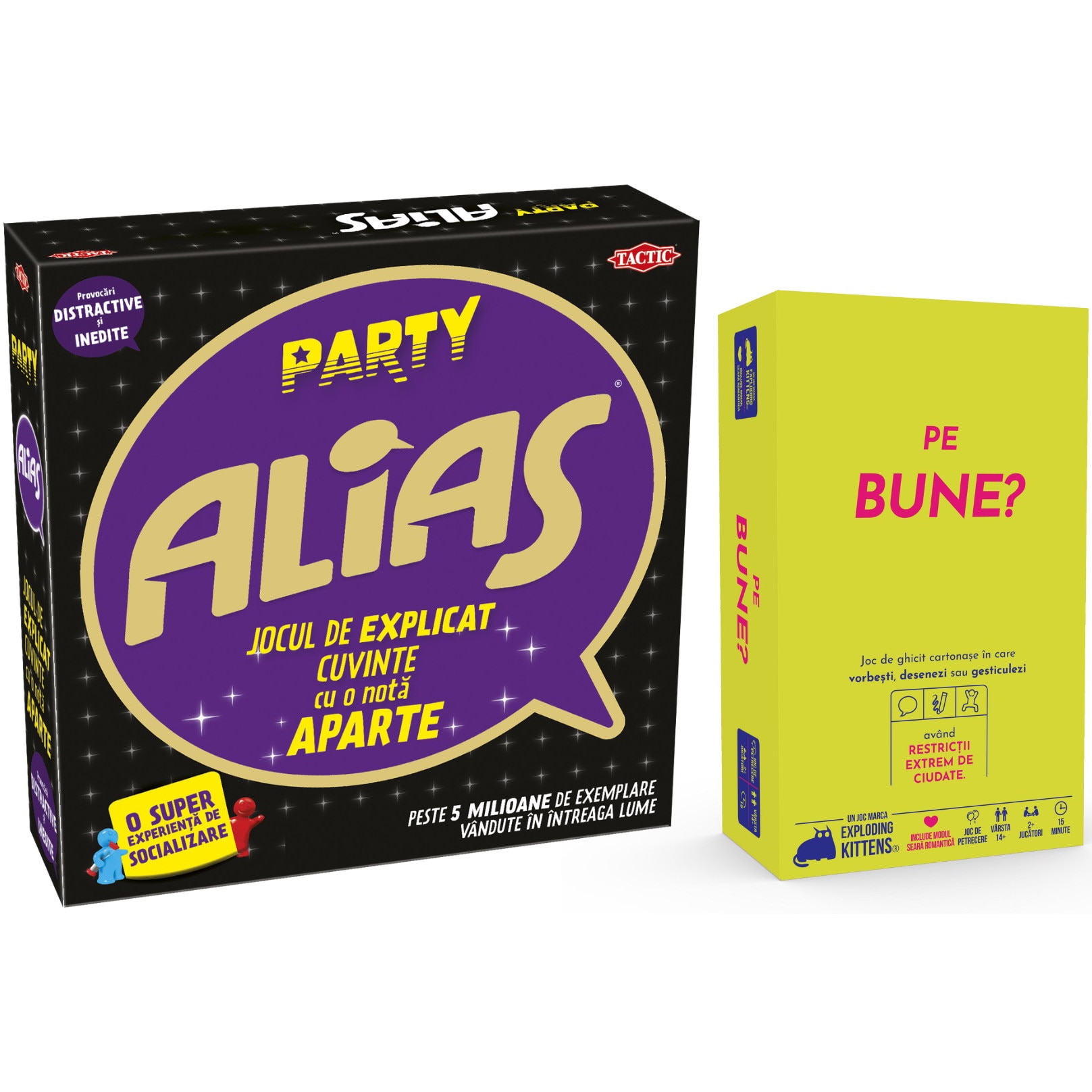 Pachet 2 jocuri - Alias Party si Exploding Kittens: Pe bune?