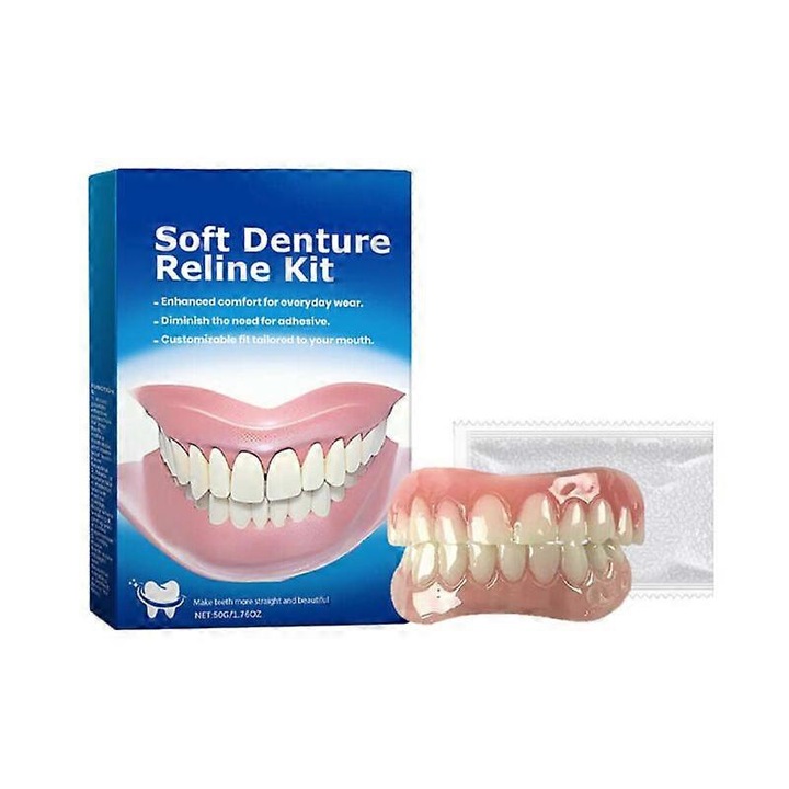 Set kit de reline pentru proteze dentare moi, alb