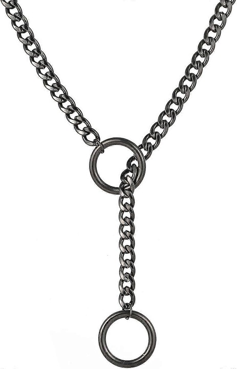 Colier cu lant ajustabil din inox pentru femei, design punk, negru