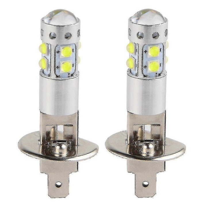 Becuri LED pentru ceata, 50W, 6000K, 2 bucati, alb, H1