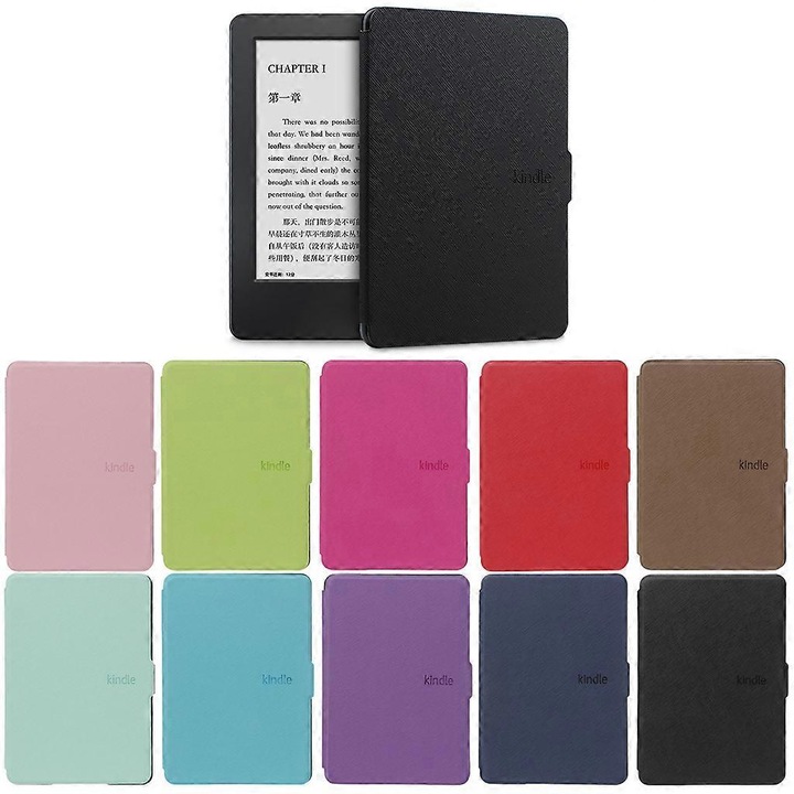Husa protectoare pentru Kindle Paperwhite 1/2/3, rosie, din piele sintetica, compacta, eleganta