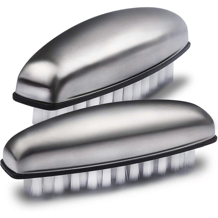 Set 2 perii de curatat din inox, 10.2x3.3cm, argintiu