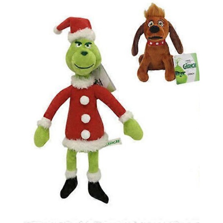 Jucarie de plus Grinch si caine, 32x25cm, cadou de Craciun pentru copii