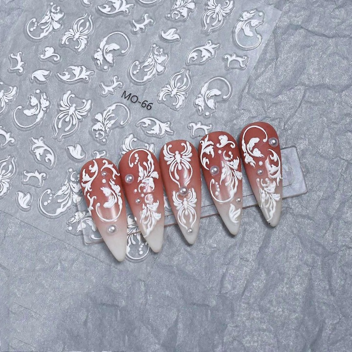 5D стикери за нокти, бели, комплект от 1 брой