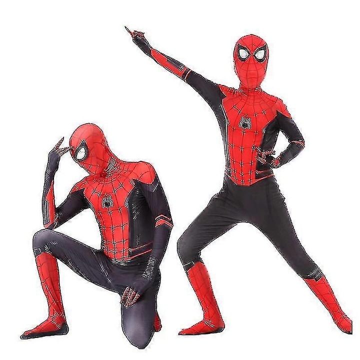 Costum Spiderman 3D, rosu-negru, Spandex, adult si copii