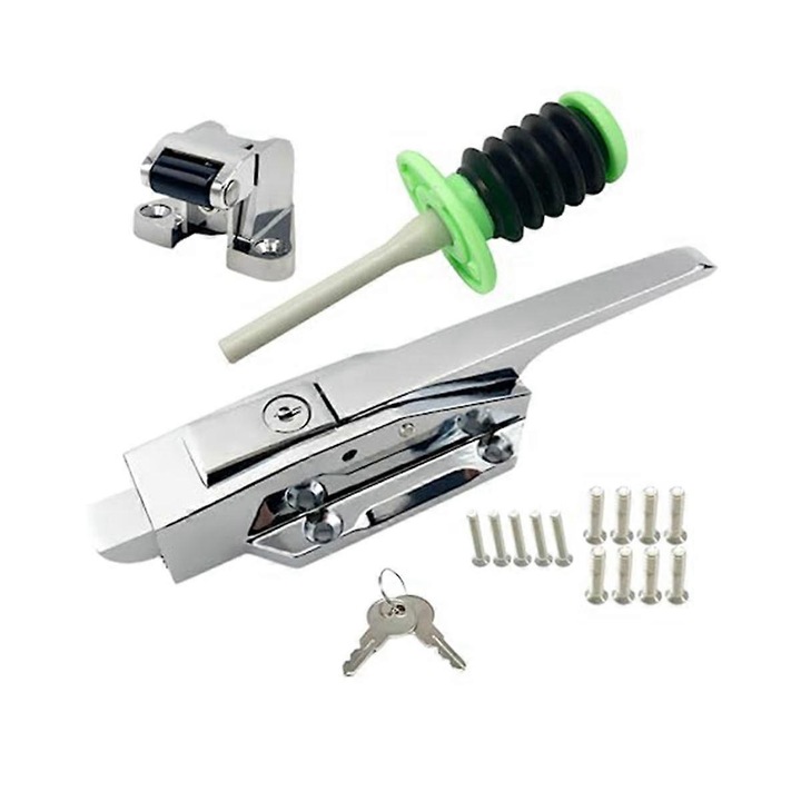 Set broasca pentru usa de congelator, cu maner ajustabil, zinc, negru+argintiu, 1.5x3 inch