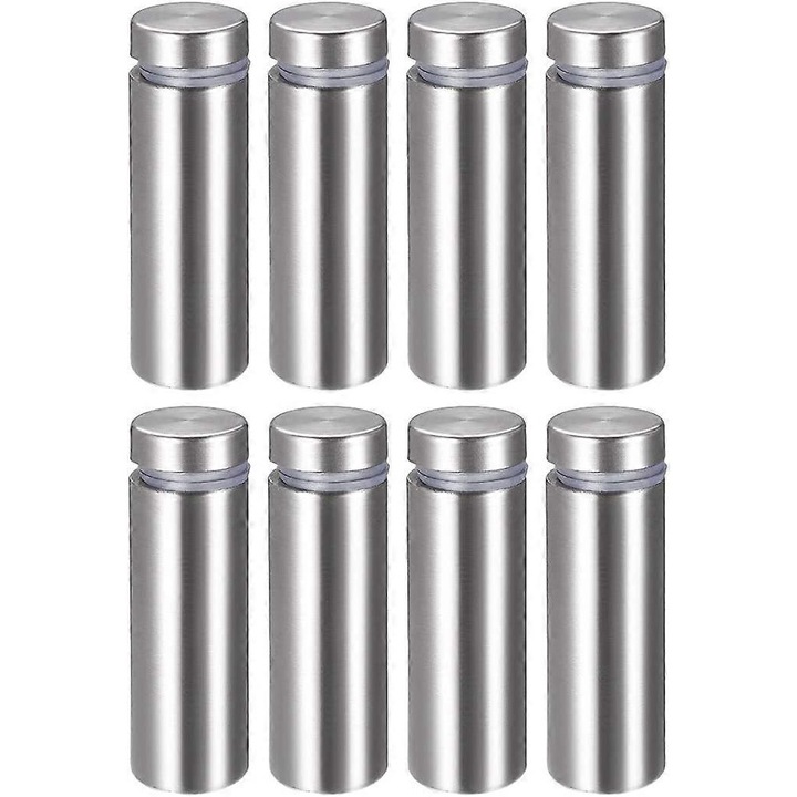 Set 8 suruburi distantiere din otel inoxidabil, 19x100mm, cu spacere din cauciuc, pentru placi acrilice si sticla