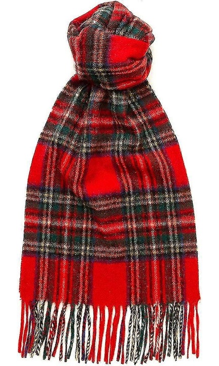 Esarfa din 100% casmir, rosu tartan, 164x25cm