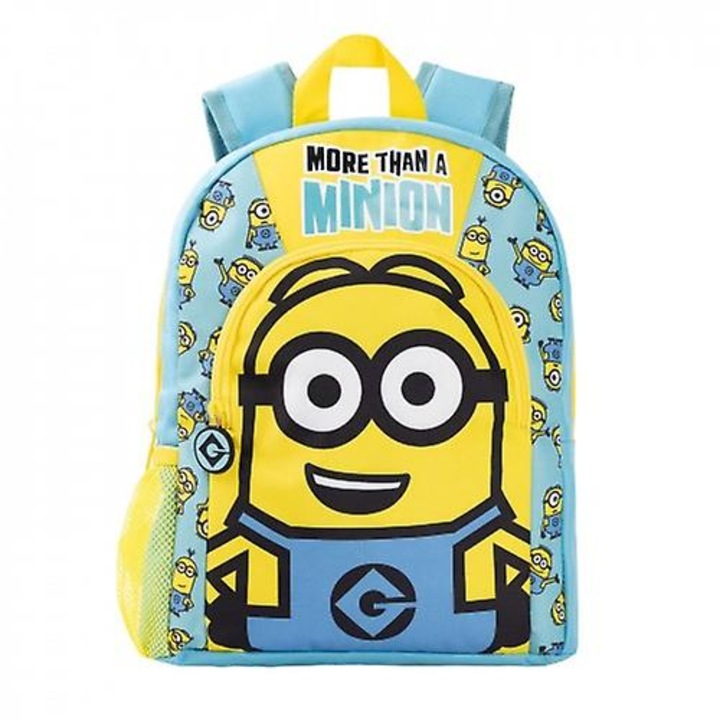 Minions Iskolatáska, nyomott mintával, 34.5x26.5x10.5cm, egy fő rekesszel, állítható vállpánttal