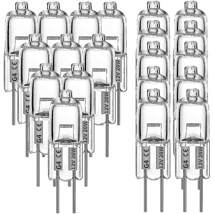 Set 20 Becuri Halogen G4, 20W, 12V, Transparent, 2700K