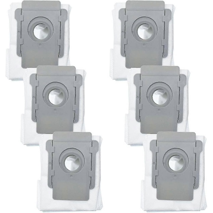 Комплект от 6 вакуумни торби за прахосмукачка Irobot Roomba I7, съвместими с модели за автоматично почистване, бял и сив