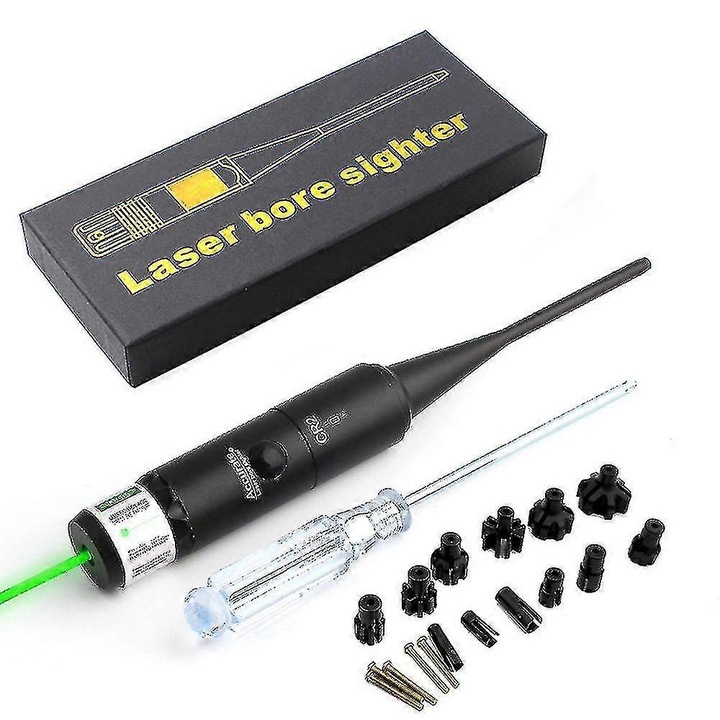 Lézer kalibrátor, piros/zöld, alumíniumötvözetből, teljes tartozékkészlet, 178x18x18mm