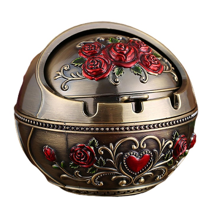 Scrumiera retro din aliaj de zinc, 10x10x8cm, pentru decorare acasa