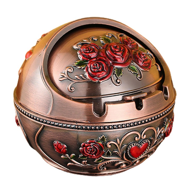 Scrumiera retro din aliaj de zinc, 10x10x8cm, pentru acasa, birou, hotel