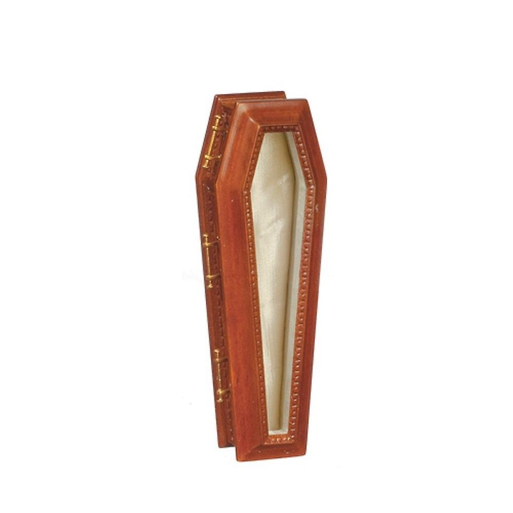 Miniatűr fa koporsó üvegfedéllel, 1:12, 156x35mm