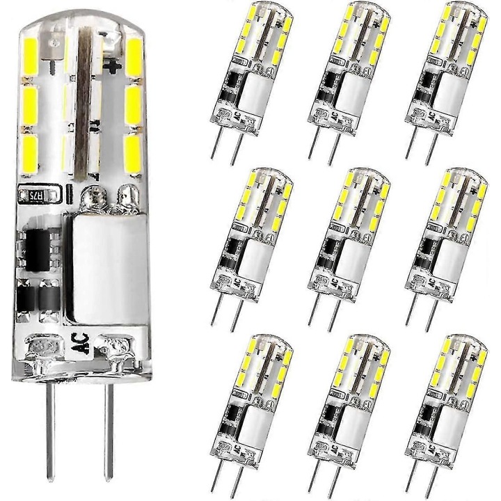 Bec LED G4, 2W, 3000K, fara flicker, dimensiune 36x10mm, set de 2 bucati