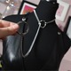 Colier cu lant ajustabil, din inox, pentru femei, negru