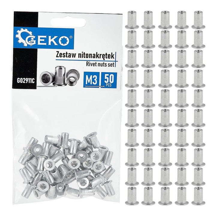 Комплект гайки M3, 0, 5-1, 5, 50 броя, Geko G02911C