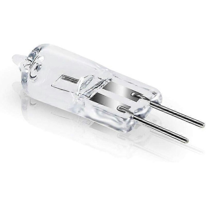 Set 10 becuri halogen G4, 20W, 12V, transparent, 260 lumeni, alb cald