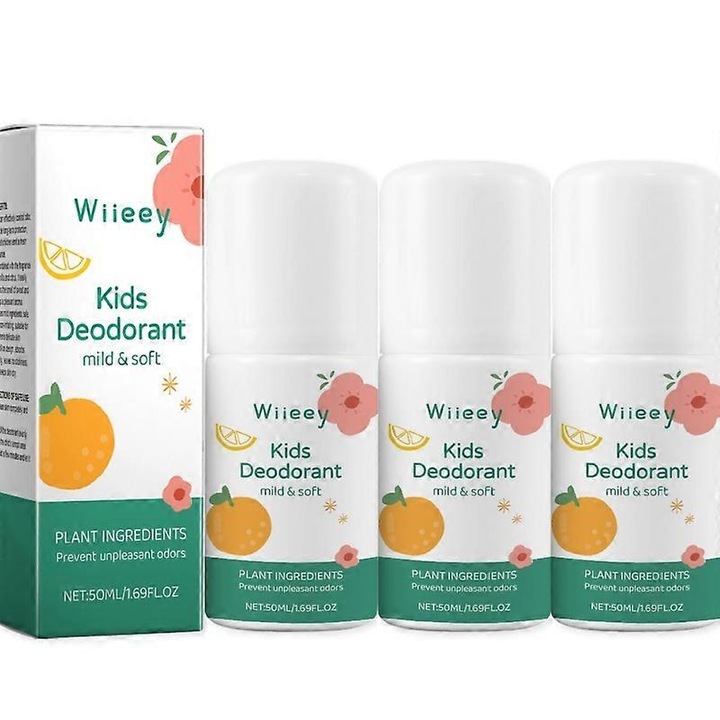 Deodorant cu rola, Wiieey, 3 buc, Pentru copii