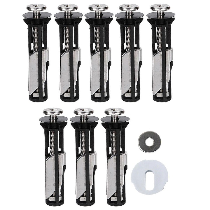 8 darabos WC-ülőke rögzítőcsavar készlet, rozsdamentes acélból és PP szálból, univerzális, könnyen telepíthető