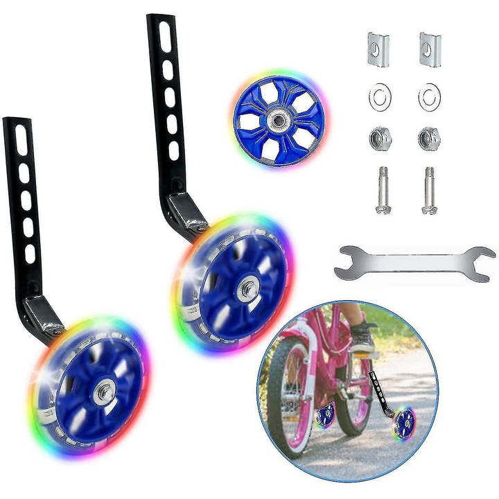 Roti ajutatoare pentru bicicleta, 12-20 inch, set complet, 11cm, multicolor