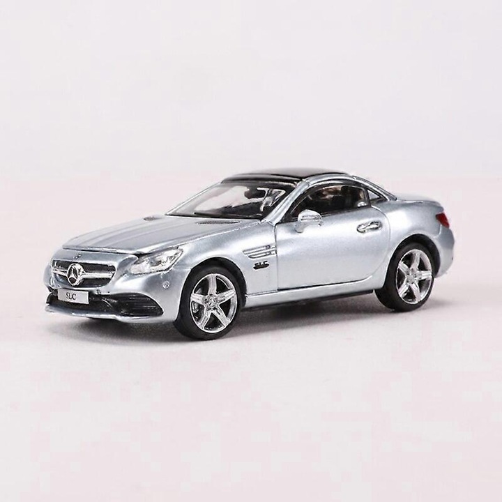 Masinuta diecast 1/64 Mercedes SLC, deschidere usi, argintie