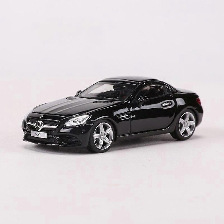 Diecast 1/64-es Mercedes SLC kisautó, nyitható ajtókkal, fekete
