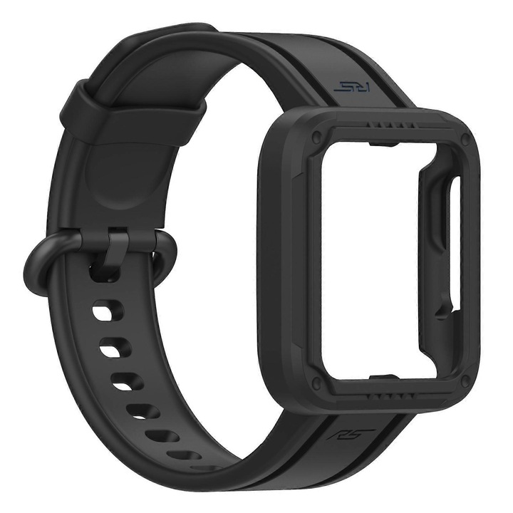 Ceas din silicon pentru smartwatch, negru, dimensiune ajustabila