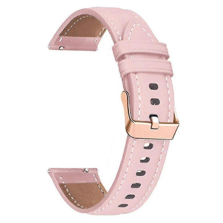 Curea de ceas din piele naturala roz, 18mm, pentru Garmin Forerunner 265S/255S/venu 2S, set ajustabil
